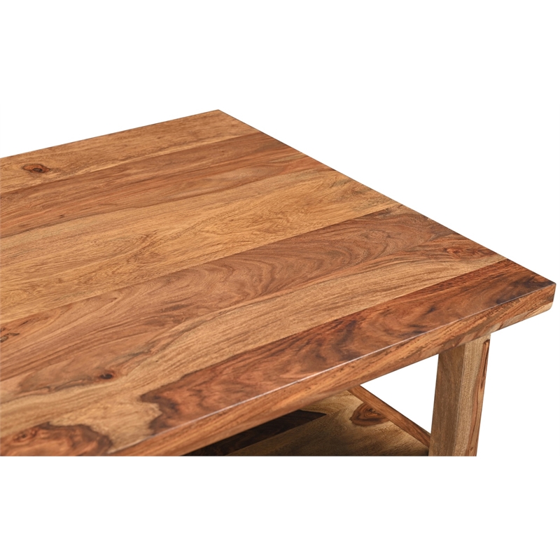 Taran Designs Darcy 4-drawer Live Edge Solid Wood Writing Desk in Brown