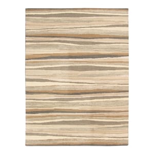 Taran Designs 5' x 8' Abstract Wave Wool Area Rug in Brown/Beige