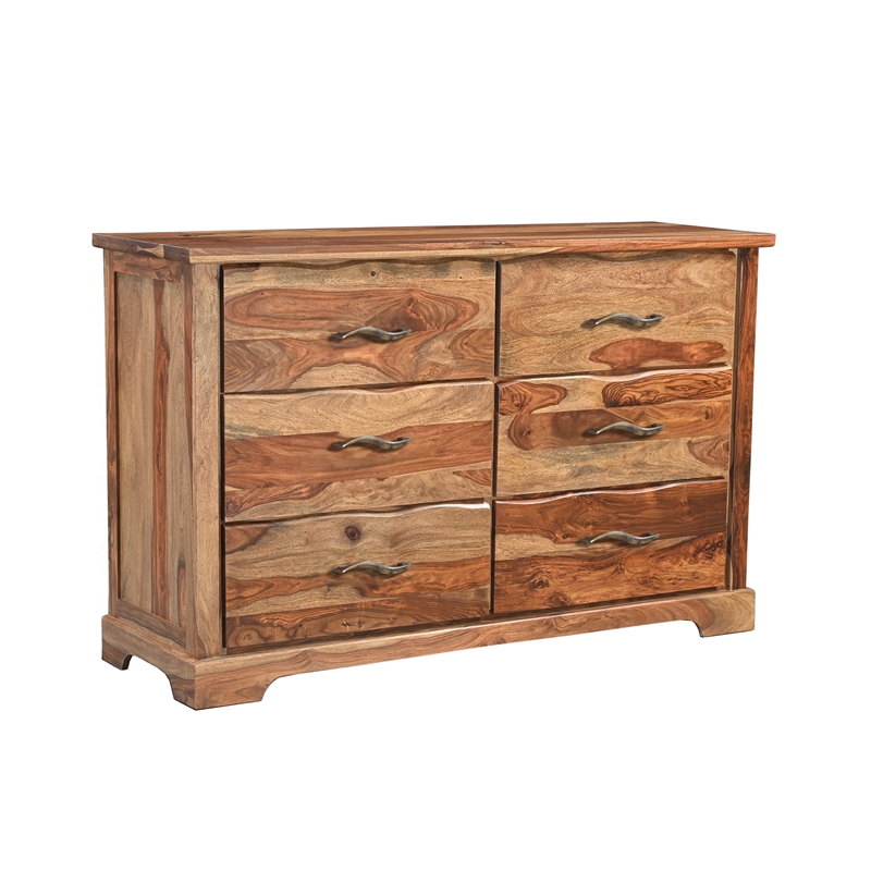 Taran Designs Darcy 6-drawer Live Edge Solid Wood Dresser in Brown