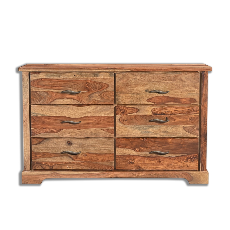 Taran Designs Darcy 6-drawer Live Edge Solid Wood Dresser in Brown