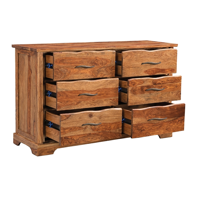 Taran Designs Darcy 6-drawer Live Edge Solid Wood Dresser in Brown