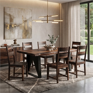 Taran Designs Darcy 7-piece Solid Wood Dining Set in Dark Brown