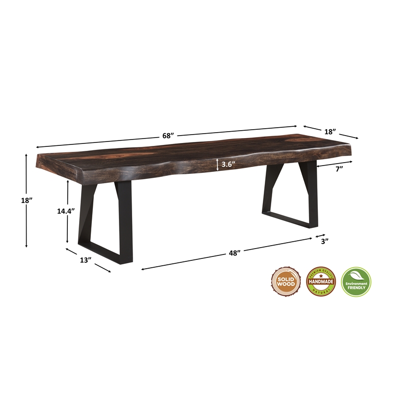 Taran Designs Darcy 6-piece Solid Wood Dining Set in Dark Brown