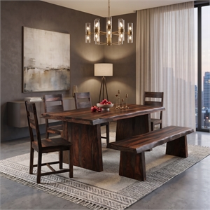Taran Designs Darcy 6-piece Solid Wood Dining Set in Dark Brown