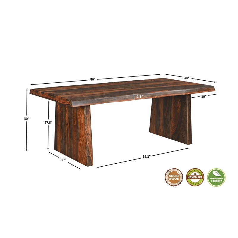 Taran Designs Darcy 9-piece Solid Wood Dining Set in Dark Brown