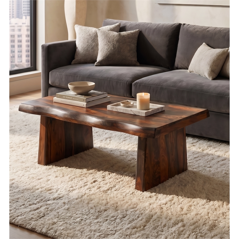 Taran Designs Darcy 2-piece Solid Wood Living Room Table Set in Dark Brown