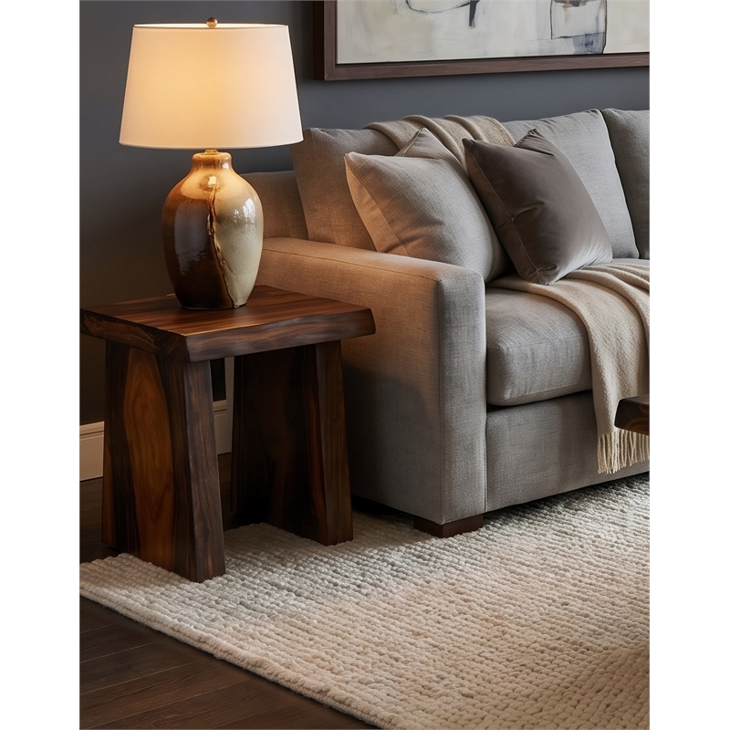 Taran Designs Darcy 2-piece Solid Wood Living Room Table Set in Dark Brown