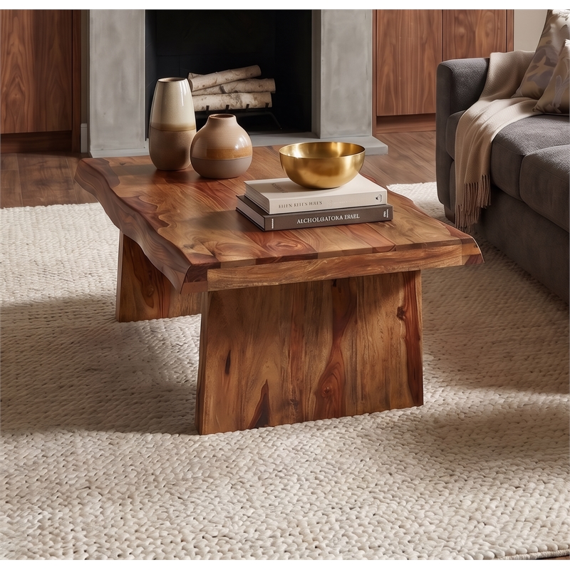 Taran Designs Darcy 2-piece Solid Wood Living Room Table Set in Brown
