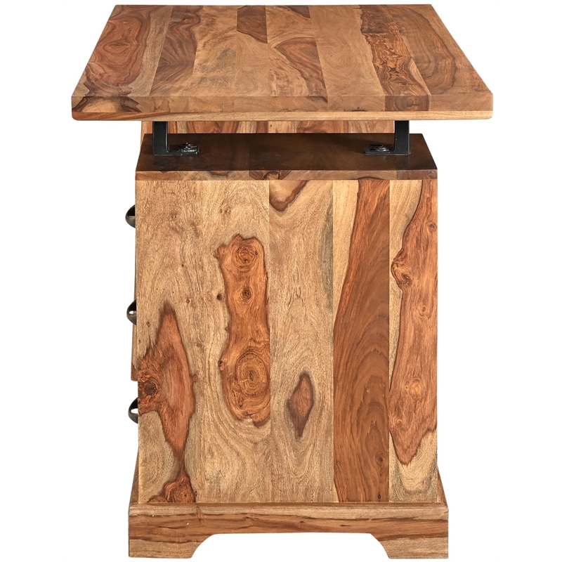 Taran Designs Darcy 3-drawer Live Edge Solid Wood Writing Desk in Brown