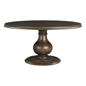 Taran Designs Lawrence 60&quot Round Solid Wood Pedestal Dining Table in Dark Brown
