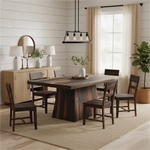 Taran Designs Warren 75&quot Solid Wood Pedestal Dining Table in Dark Brown