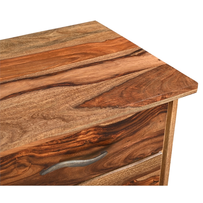 Taran Designs Darcy 3-drawer Live Edge Solid Wood Filing Cabinet in Brown