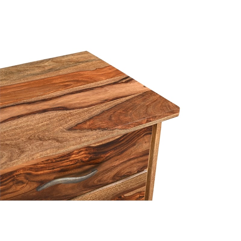 Taran Designs Darcy 3-drawer Live Edge Solid Wood Filing Cabinet in Brown