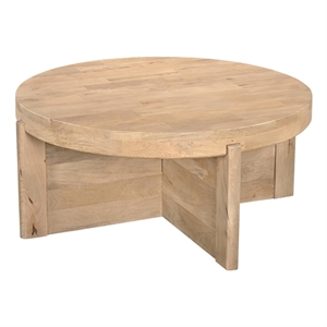 Taran Designs Lawrence Round Solid Wood Coffee Table in Beige