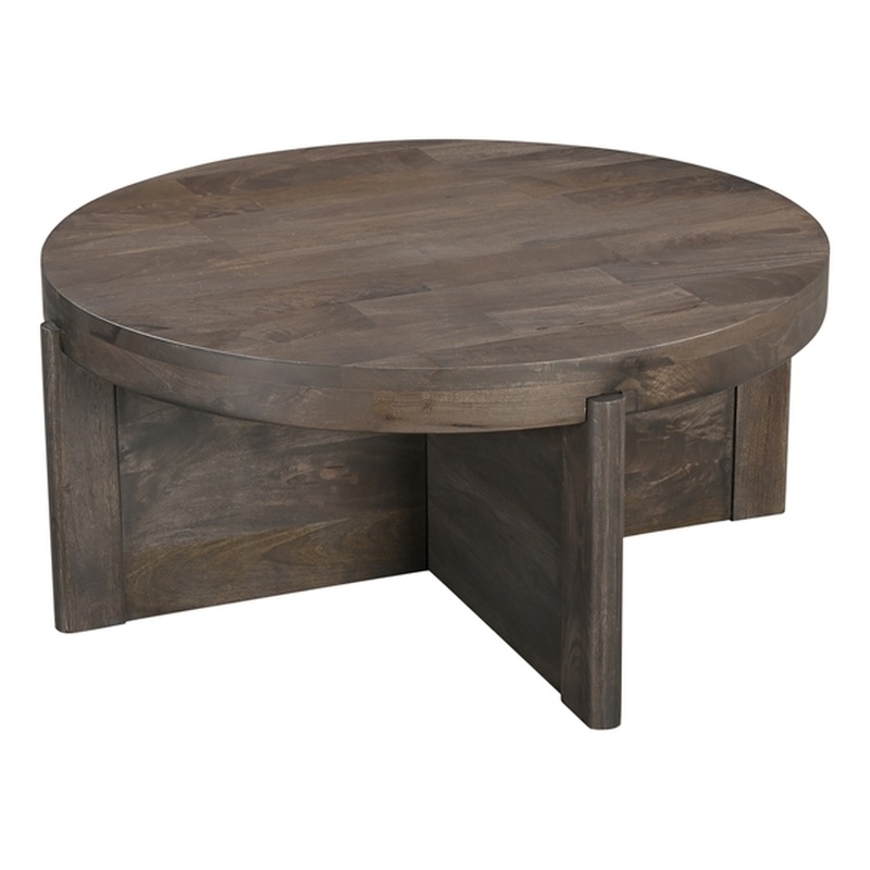 Taran Designs Lawrence Round Solid Wood Coffee Table in Dark Brown