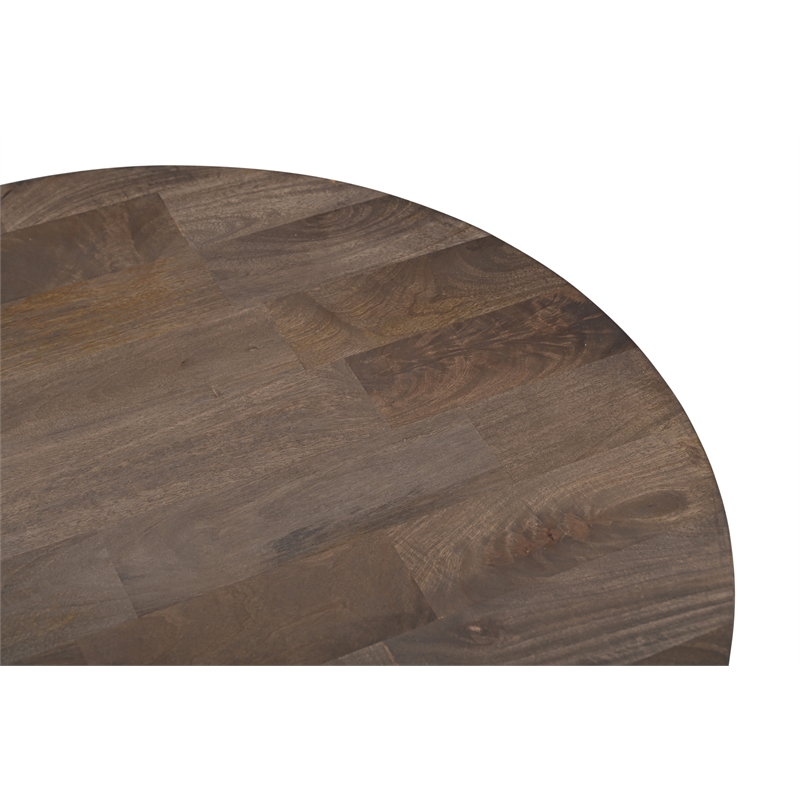 Taran Designs Lawrence Round Solid Wood End Table in Dark Brown