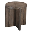 Taran Designs Lawrence Round Solid Wood End Table in Dark Brown