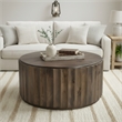 Taran Designs Lark Round Solid Wood Coffee Table in Dark Brown