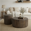 Taran Designs Lark Round Solid Wood Coffee Table in Dark Brown