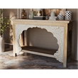 Taran Designs Isabella Carved Solid Wood Console Table in Beige/White