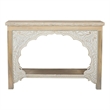 Taran Designs Isabella Carved Solid Wood Console Table in Beige/White