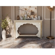 Taran Designs Isabella Carved Solid Wood Console Table in Beige/White