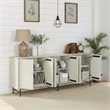 Taran Designs Mason 6-door Geometric Pattern Solid Wood Sideboard in White