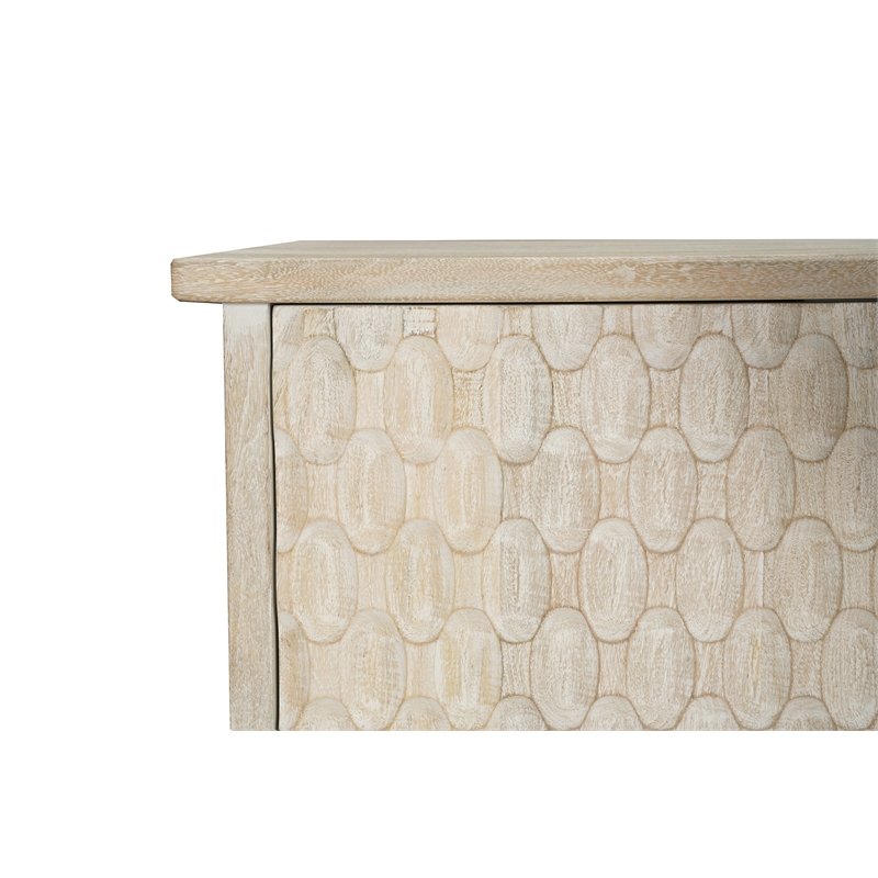 Taran Designs Mason 6-door Geometric Pattern Solid Wood Sideboard in White