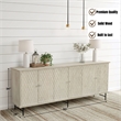 Taran Designs Mason 6-door Geometric Pattern Solid Wood Sideboard in White