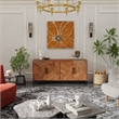 Taran Designs Mason 4-door Geometric Pattern Solid Wood Sideboard in Brown