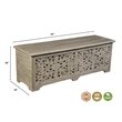 Taran Designs Monte Floral Carved Solid Wood Storage Ottoman in Gray