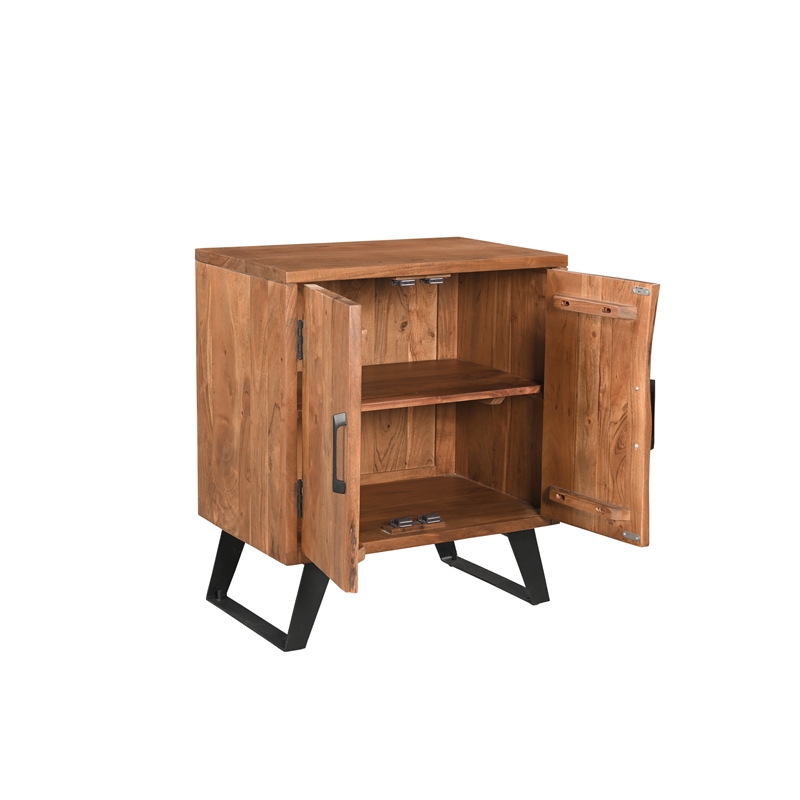 Taran Designs Oliver 2-door Live Edge Solid Wood Nightstand in Brown/Black