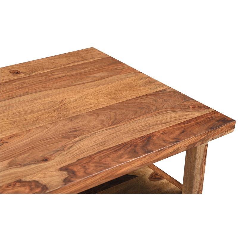 Taran Designs Darcy 2-piece Live Edge Solid Wood Desk Set in Brown