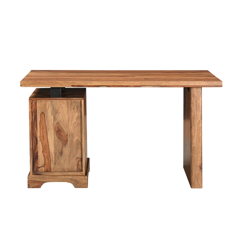 Taran Designs Darcy 2-piece Live Edge Solid Wood Desk Set in Brown