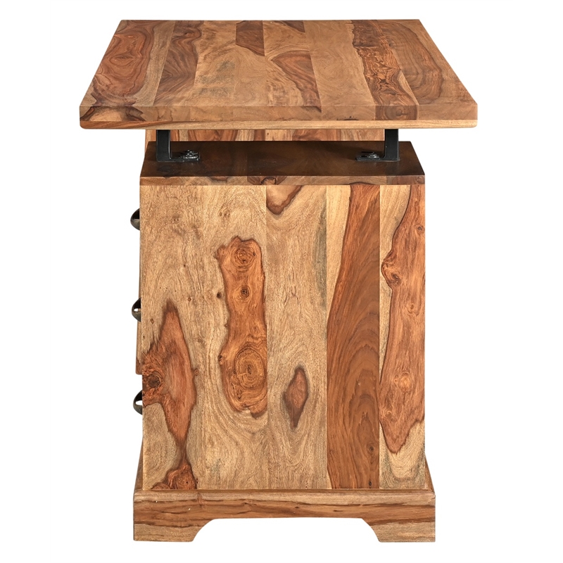 Taran Designs Darcy 2-piece Live Edge Solid Wood Desk Set in Brown
