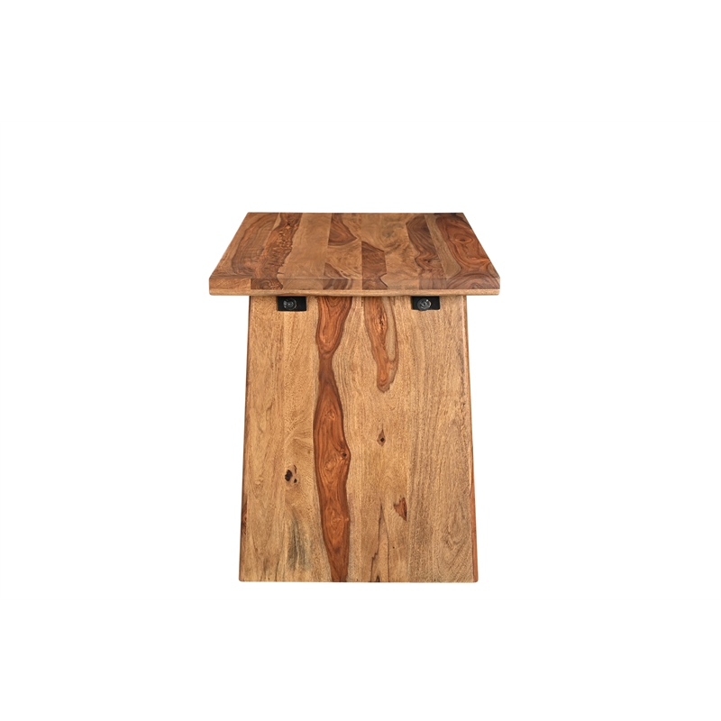 Taran Designs Darcy 2-piece Live Edge Solid Wood Desk Set in Brown