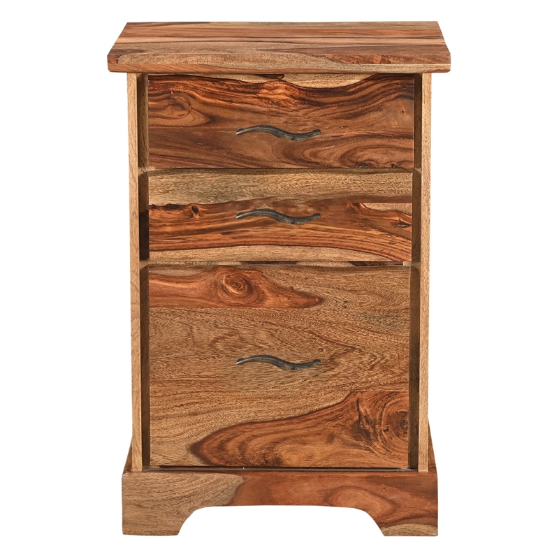 Taran Designs Darcy 2-piece Live Edge Solid Wood Desk Set in Brown
