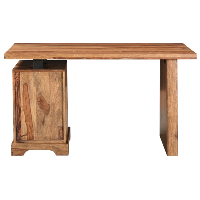 Taran Designs Darcy 2-piece Live Edge Solid Wood Desk Set in Brown