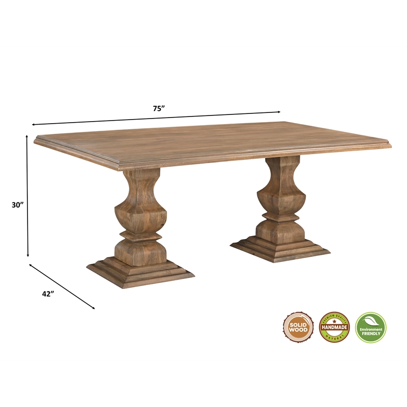 Taran Designs Lawrence 7-piece Solid Wood Dining Set in Brown