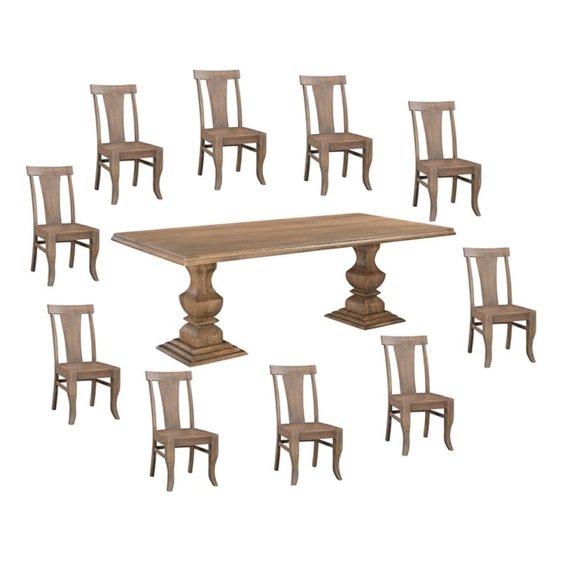 Taran Designs Lawrence 11-piece Solid Wood Dining Set in Brown