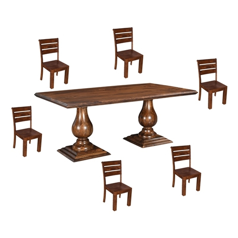 Taran Designs Lawrence 7-piece Solid Wood Dining Set in Dark Brown