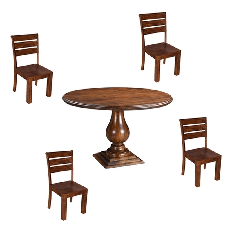 Taran Designs Lawrence 5-piece Solid Wood Dining Set in Dark Brown