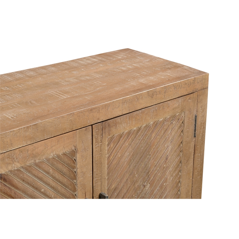 Taran Designs Lark 4-door Carved Solid Wood Sideboard in Beige