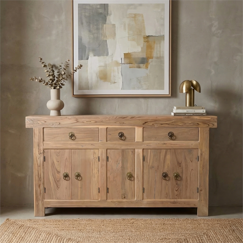 Taran Designs Isabella 3-drawer 5-door Solid Wood Sideboard in Brown