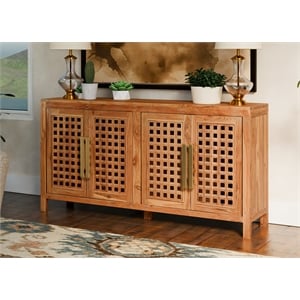 Taran Designs Isabella 4-door Carved Solid Wood Sideboard in Black