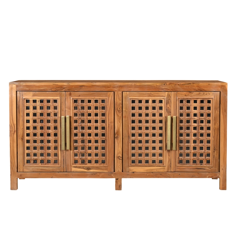 Taran Designs Isabella 4-door Carved Solid Wood Sideboard in Black