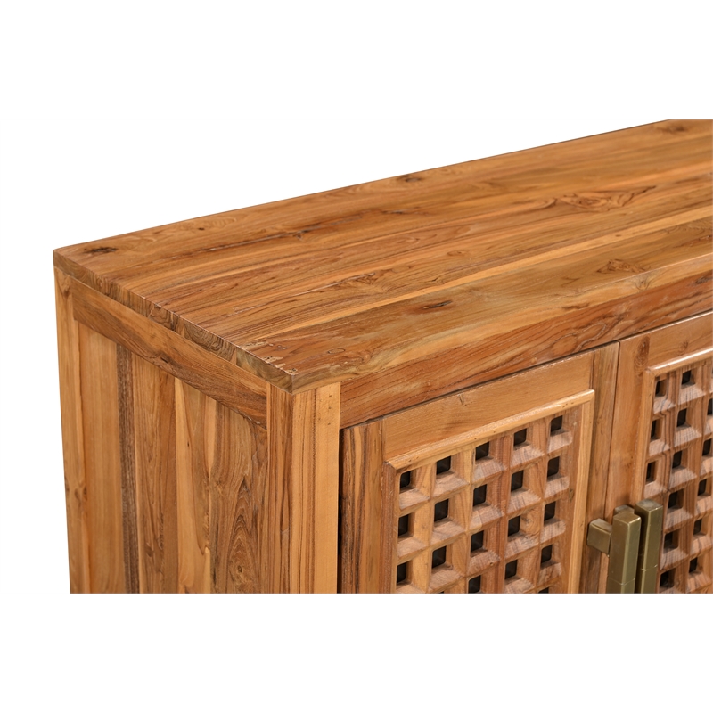 Taran Designs Isabella 4-door Carved Solid Wood Sideboard in Black