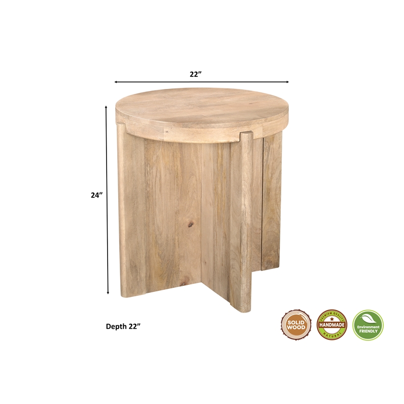 Taran Designs Lawrence 2-piece Solid Wood Living Room Table Set in Beige
