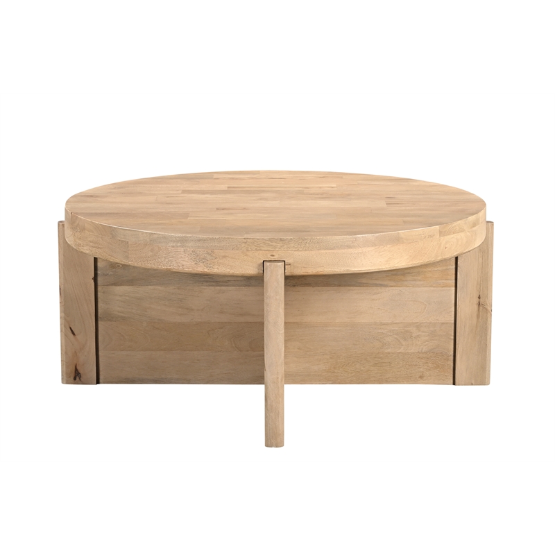 Taran Designs Lawrence 2-piece Solid Wood Living Room Table Set in Beige