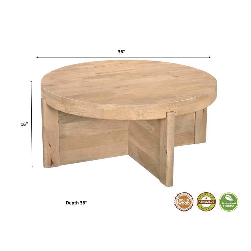 Taran Designs Lawrence 2-piece Solid Wood Living Room Table Set in Beige